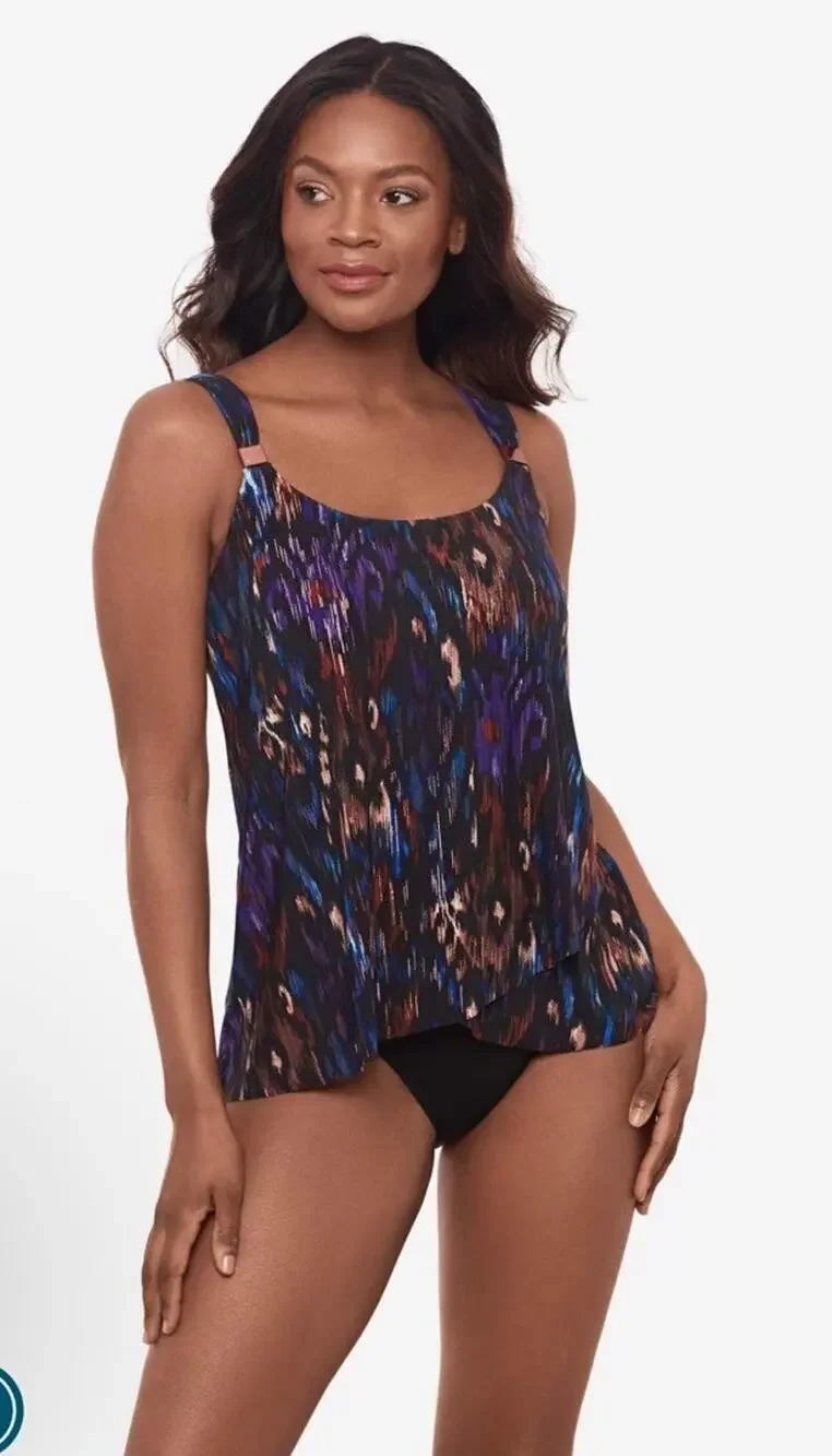 Miraclesuit Dazzle Tankini Top With Underwire in Tapiz Sz 10 NWT $146